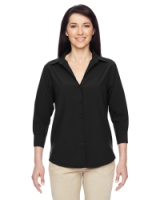 Ladies 3/4 Sleeve Performance Shirt - Black 